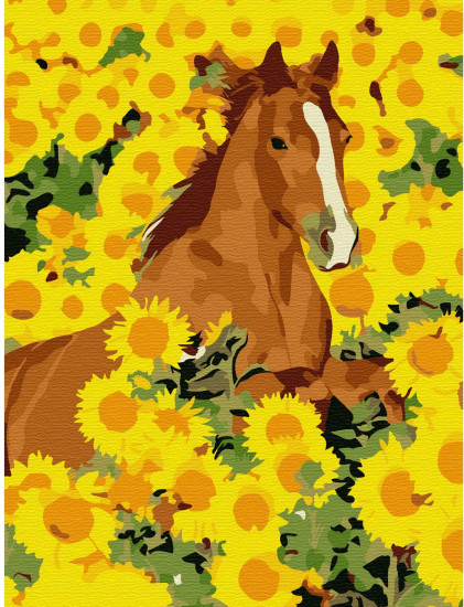 Картина по номерам «Лошадь в подсолнухах»