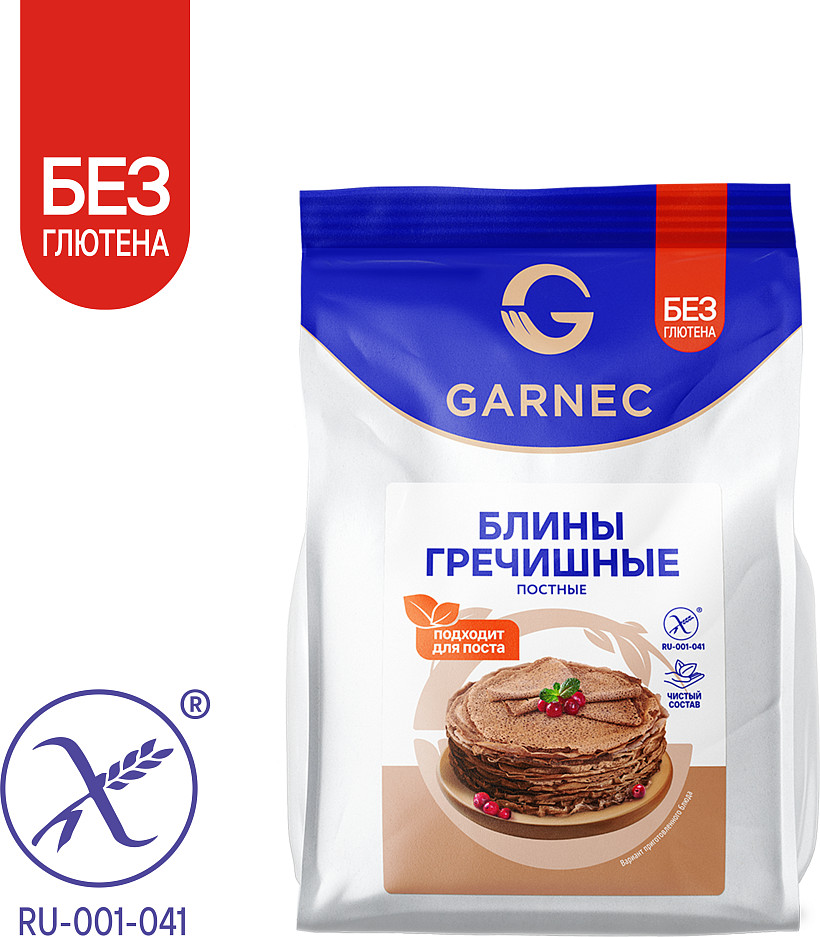 Смесь для выпечки без глютена «Блины гречишные постные» | Garnec