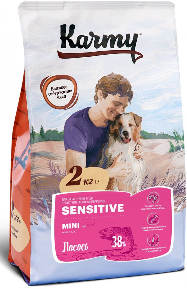 Корм для собак мелких пород с чувствительным пищеварением с лососем | Karmy