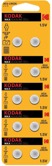 Набор батареек алкалиновых LR626 | Max | Kodak