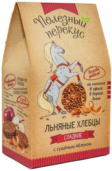 Хлебцы льняные сладкие с сушеным яблоком