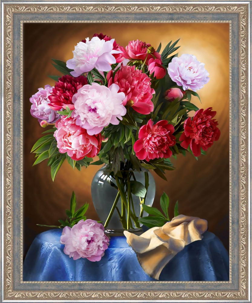 Мозаика алмазная «Шикарные пионы» | Алмазная живопись
