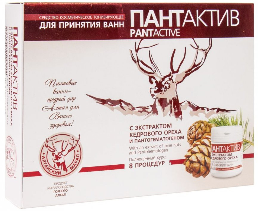 Средство косметическое тонизирующее для принятия ванн с экстрактом кедрового ореха и пантогематогеном «ПантАктив» | Специалист