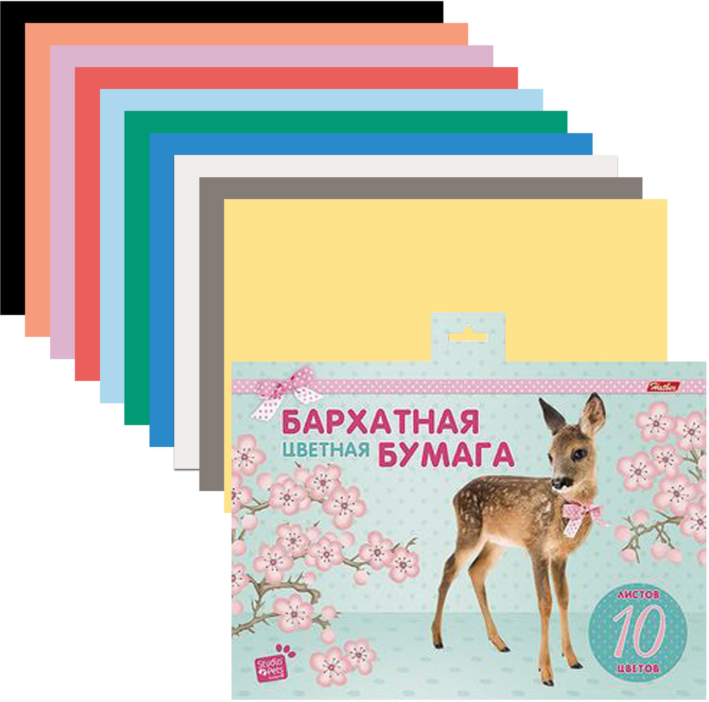 Набор цветной бархатной бумаги «Оленёнок» | Hatber