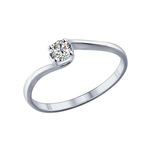 Кольцо помолвочное из серебра с фианитом | SOKOLOV