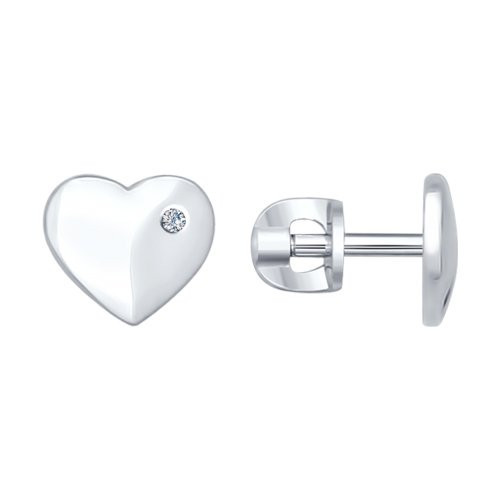 Серьги-пусеты из серебра с бриллиантами | SOKOLOV