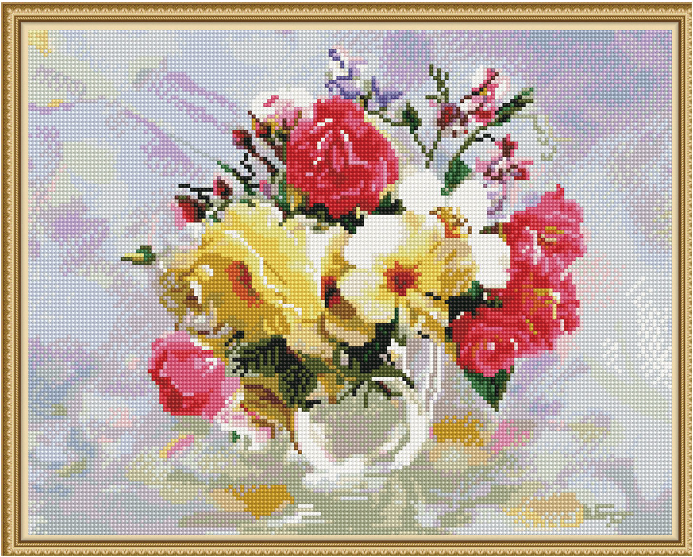 Мозаика алмазная «Бузин. Розы в кувшинчике» | SilverToys