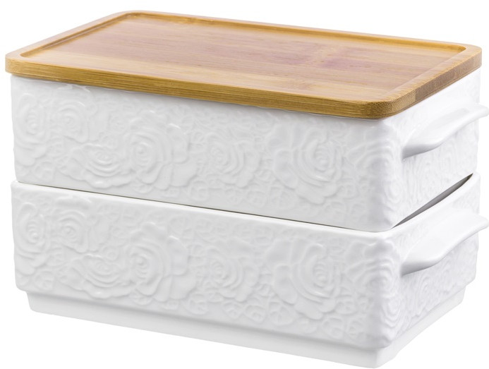 Набор блюд для холодца «Белые розы» | Белые розы | Elan Gallery