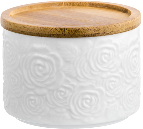 Банка для хранения с деревянной крышкой-подставкой «Розы» | Белые розы | Elan Gallery
