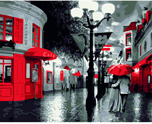 Картина по номерам «Улица. Фонарь. Кафе» | Hobruk