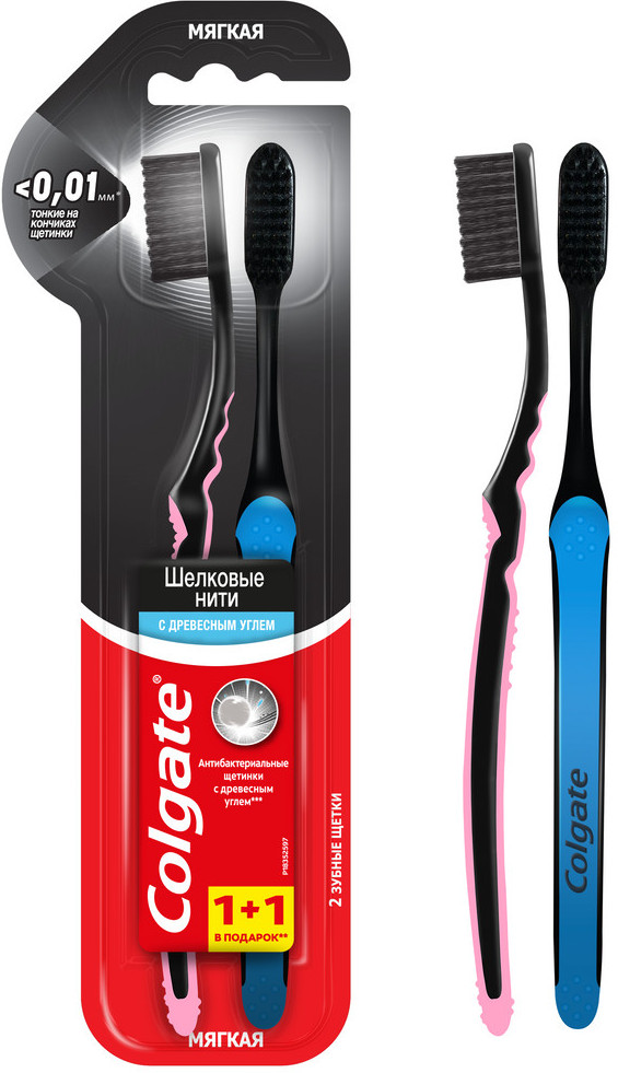 Щетки зубные для здоровья десен с древесным углем «Шелковые нити» | Colgate