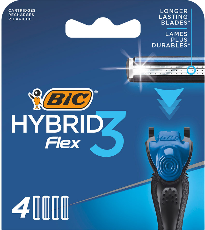 Кассеты сменные для мужской бритвы Bic | Flex 3 Hybrid | Bic
