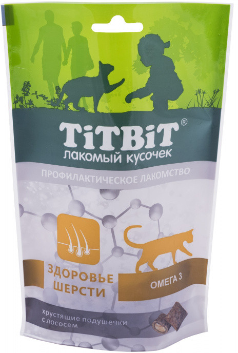 Подушечки хрустящие с лососем для кошек | TiTBiT