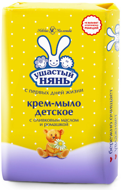 Крем-мыло детское с оливковым маслом и экстрактом ромашки | Ушастый нянь