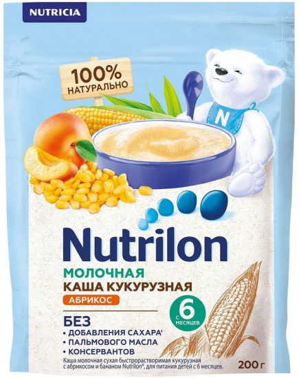 Каша молочная кукурузная с абрикосом и бананом