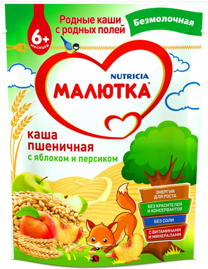 Каша безмолочная пшеничная с яблоком и персиком