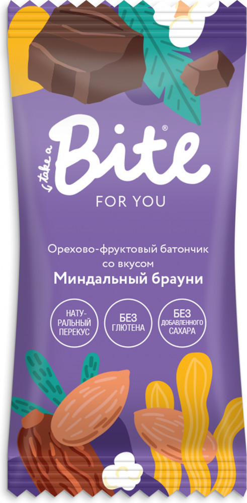Батончик фруктово-ореховый «Миндальный брауни» | For You | Bite