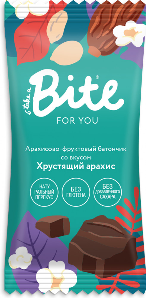 Батончик фруктово-ореховый «Хрустящий арахис» | For You | Bite