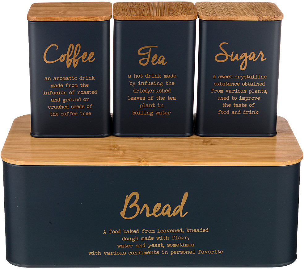 Хлебница с банками для сыпучих продуктов «Midnight» | Midnight | Agness