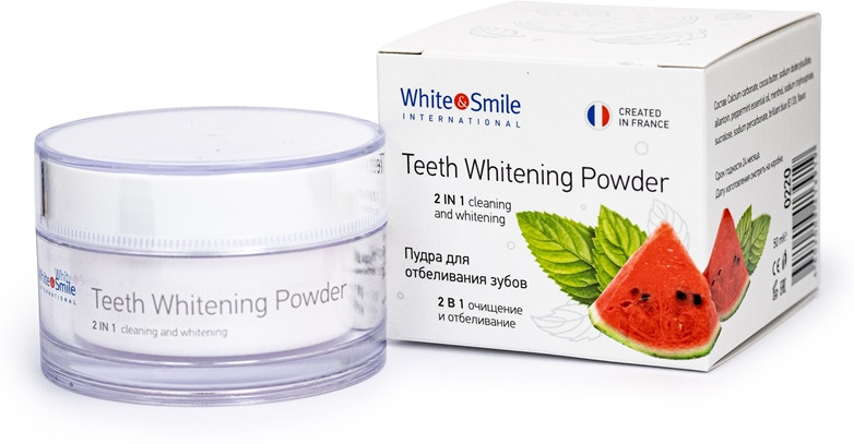 Пудра для зубов отбеливающая с экстрактом арбуза и мяты | White and Smile