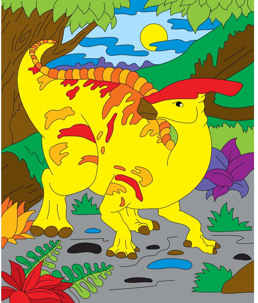 Картина по номерам «Динозавр в джунглях» | Рыжий кот