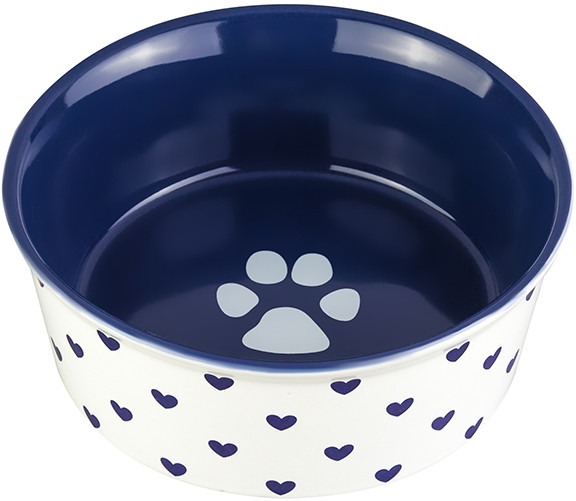 Миска для домашних питомцев «Лапка на синем и сердечки» | Elan Gallery