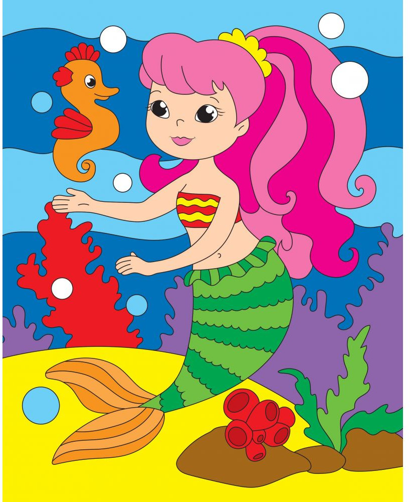 Холст с красками по номерам «Добрая русалка» | Рыжий кот