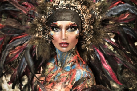 Холст с красками по номерам «Девушка-вождь» | Рыжий кот