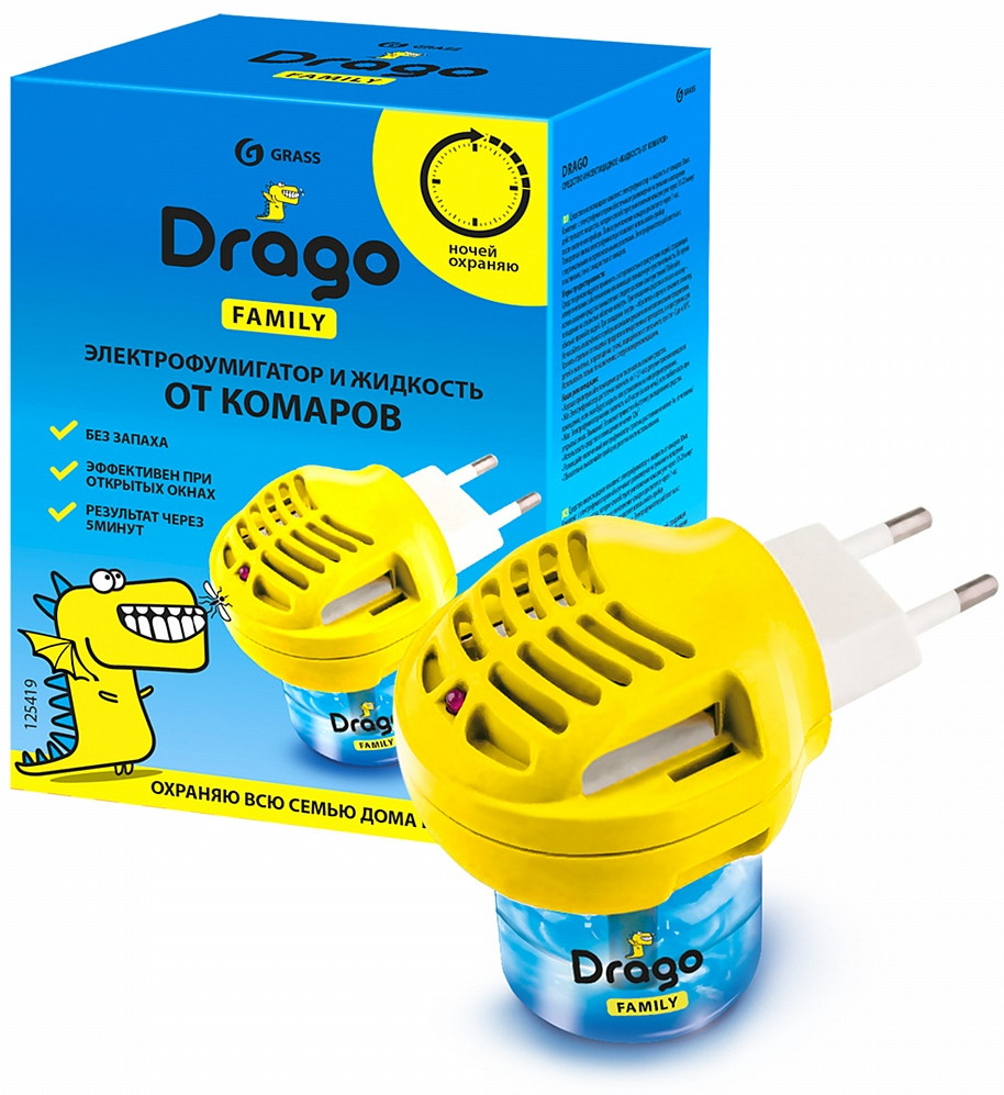 Электрофумигатор и жидкость от комаров | Drago | Grass