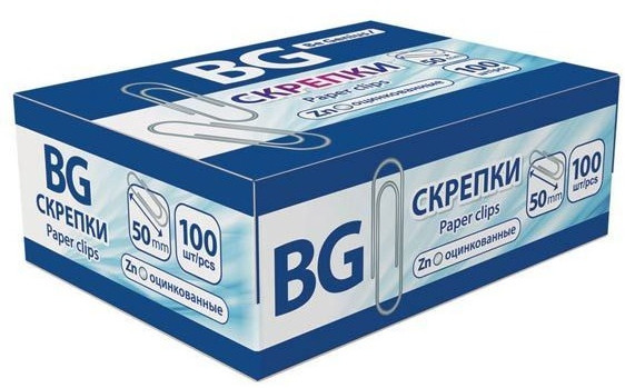 Скрепки канцелярские (50 мм, 100 шт.) | BG