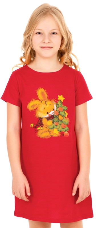 Платье домашнее для девочек «Зайка с елочкой» | Зимушка-зима | Апрель