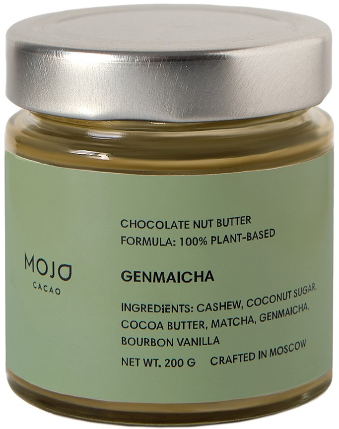 Паста шоколадно-ореховая с зелёным чаем и обжаренным рисом «Genmaicha» | Mojo Cacao