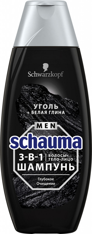 Шампунь для мужчин 3в1 «Уголь и вулканическая глина» | Энергия природы | Schauma