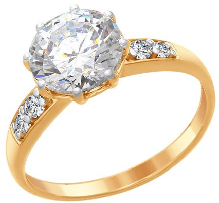 Кольцо из золочёного серебра со Swarovski Zirconia | SOKOLOV