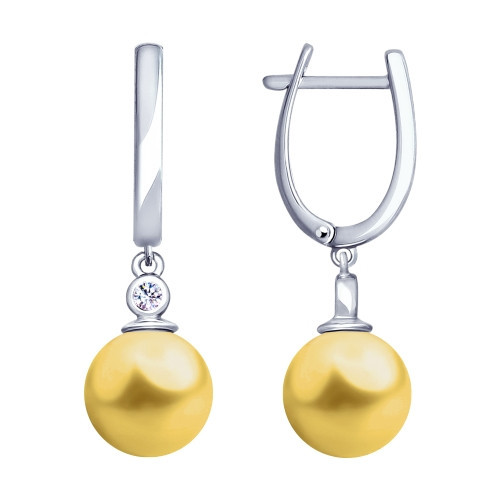 Серьги из серебра с жемчугом Swarovski и фианитами | SOKOLOV