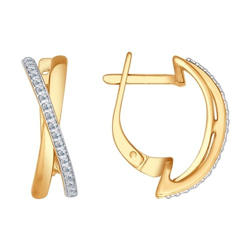 Серьги из золоченого серебра с фианитами | SOKOLOV