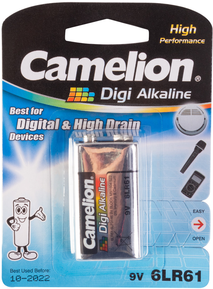 Батарейка алкалиновая 6LR61 | Camelion
