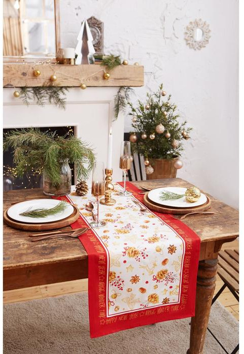 Дорожка на стол «Golden Christmas» | Этель