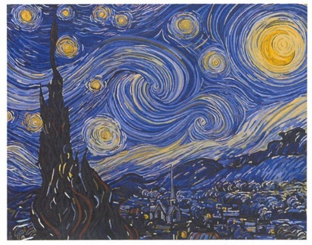 Набор для рисования по номерам по дереву «Звездная ночь» | Русская живопись