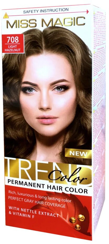 Краска для волос стойкая, оттенок 708 Светлый лесной орех | Trend Color | Miss Magic