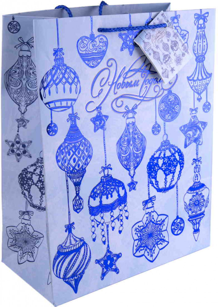 Пакет подарочный «Синие новогодние шары» | Феникс Презент