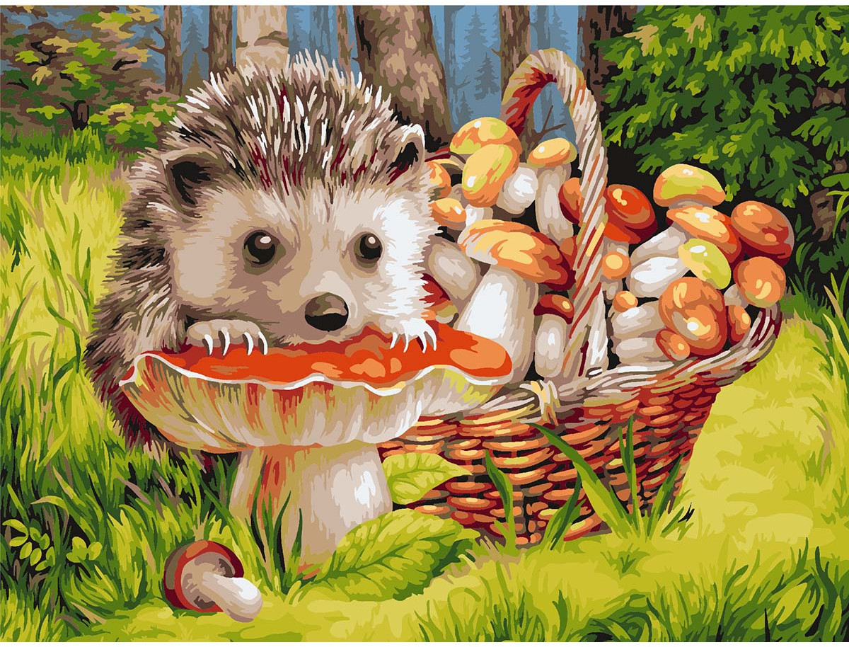 Набор для рисования по номерам «Маленький грибник» | Русская живопись