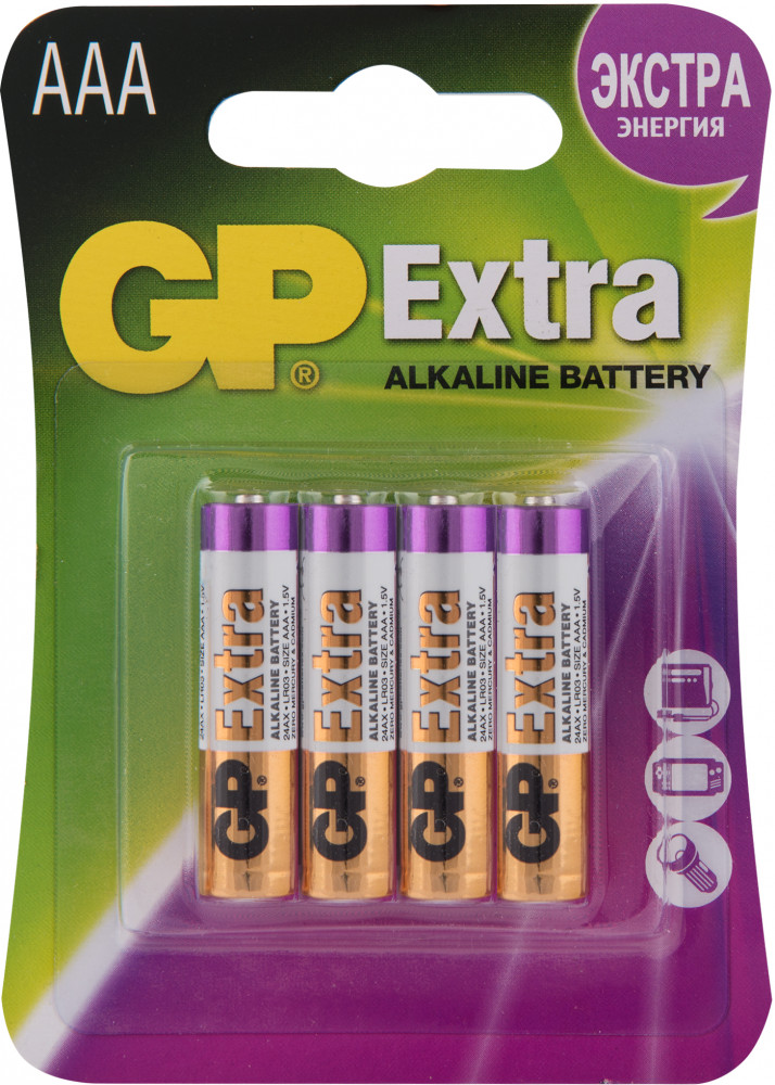 Набор батареек щелочных AAA | Extra | GP