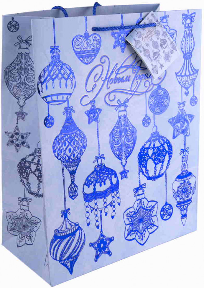 Пакет подарочный «Синие новогодние шары» | Феникс Презент