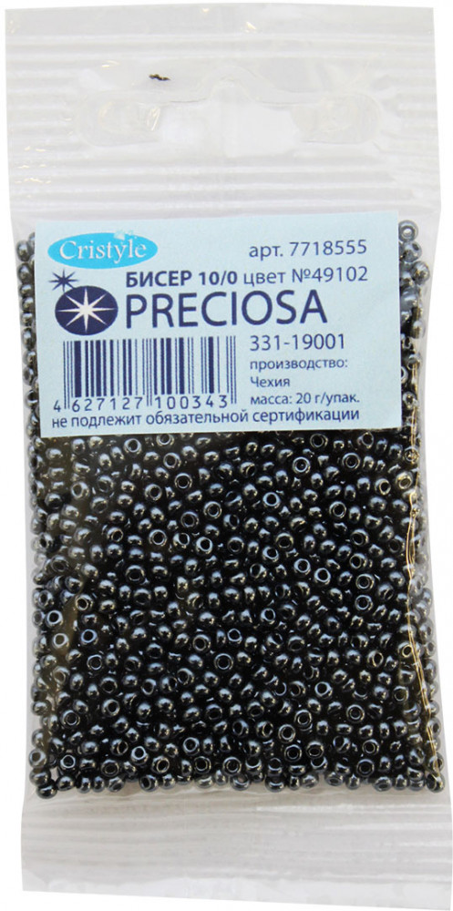 Бисер непрозрачный гематитовый | Preciosa