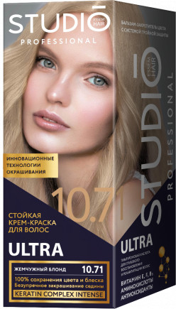 Крем-краска для седых волос, оттенок 10.71 Жемчужный блонд | Ultra | Studio Professional