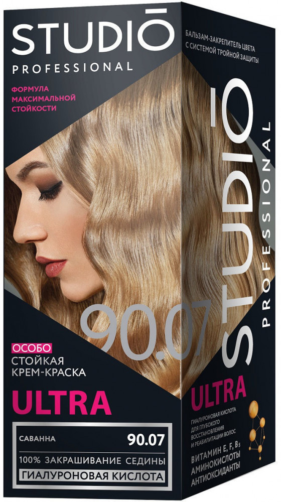 Крем-краска для седых волос, оттенок 90.07 Саванна | Ultra | Studio Professional
