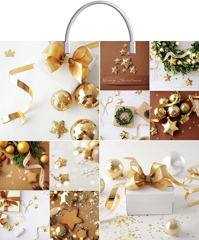 Пакет «Коллаж бежевый» | Новогоднее ассорти | ТикоПластик