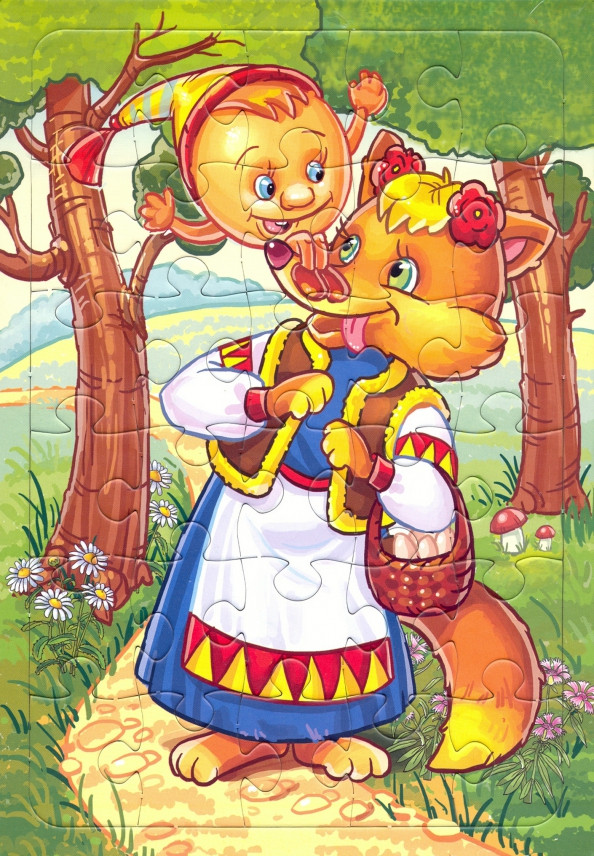 Пазл «Колобок и лиса» | Пазлы на планшете