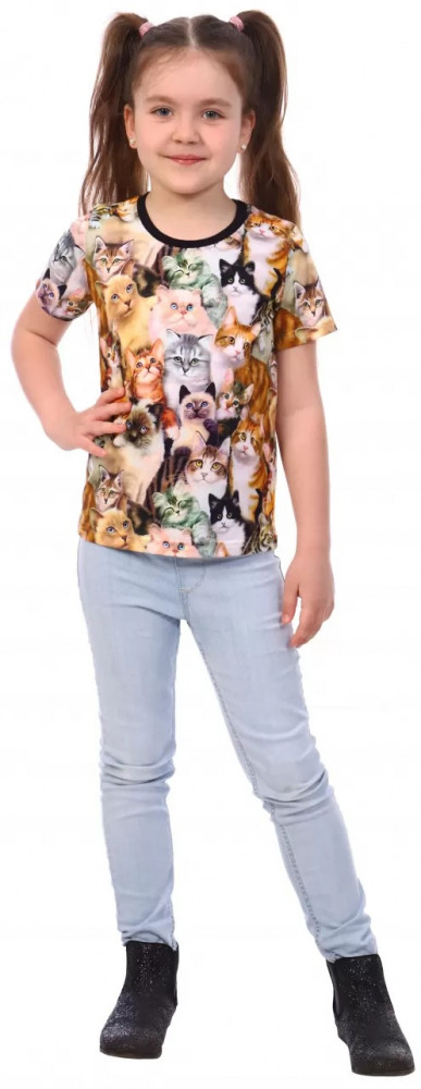 Футболка для девочек «Кис-кис» | Lovetex.store